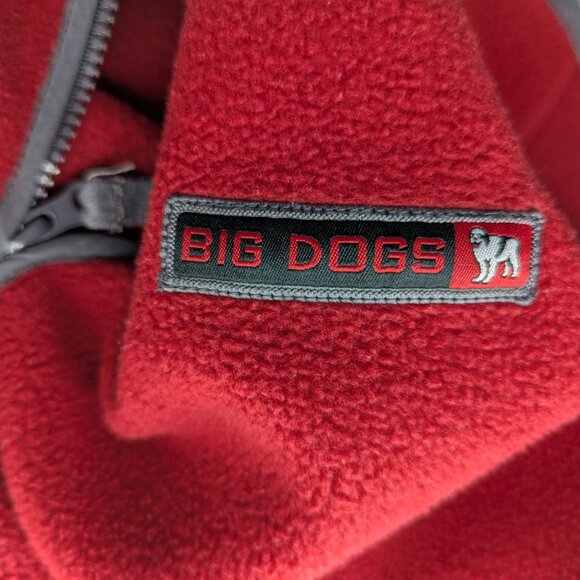 Vintage Big Dogs Red and Gray Fleece 1/4 Zip Pullover Jacket Men's 2XL - Picture 8 of 14